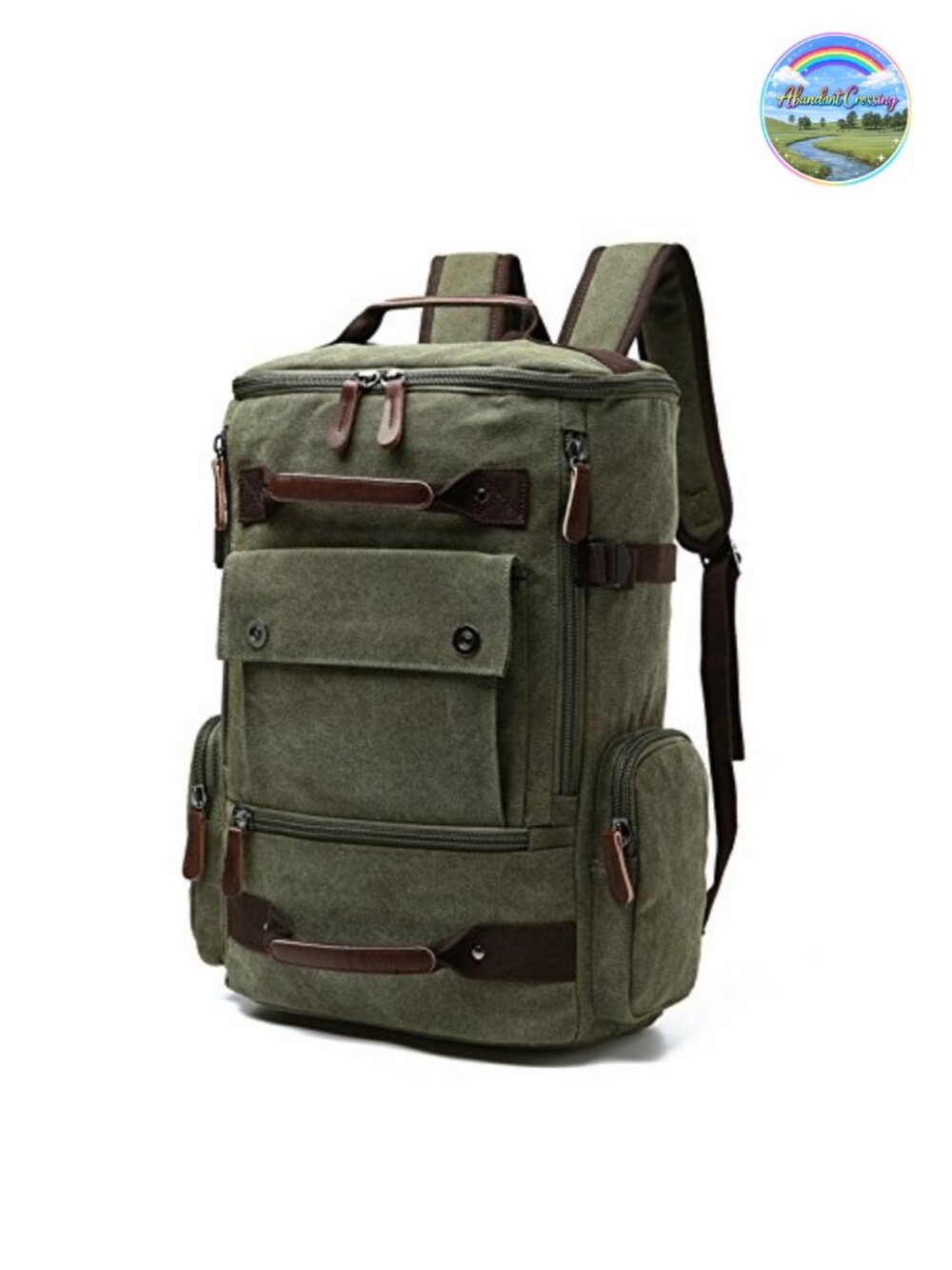Canvas Backpack 17in Laptop Compartment Travel Rucksack Daypack Hiking Bag